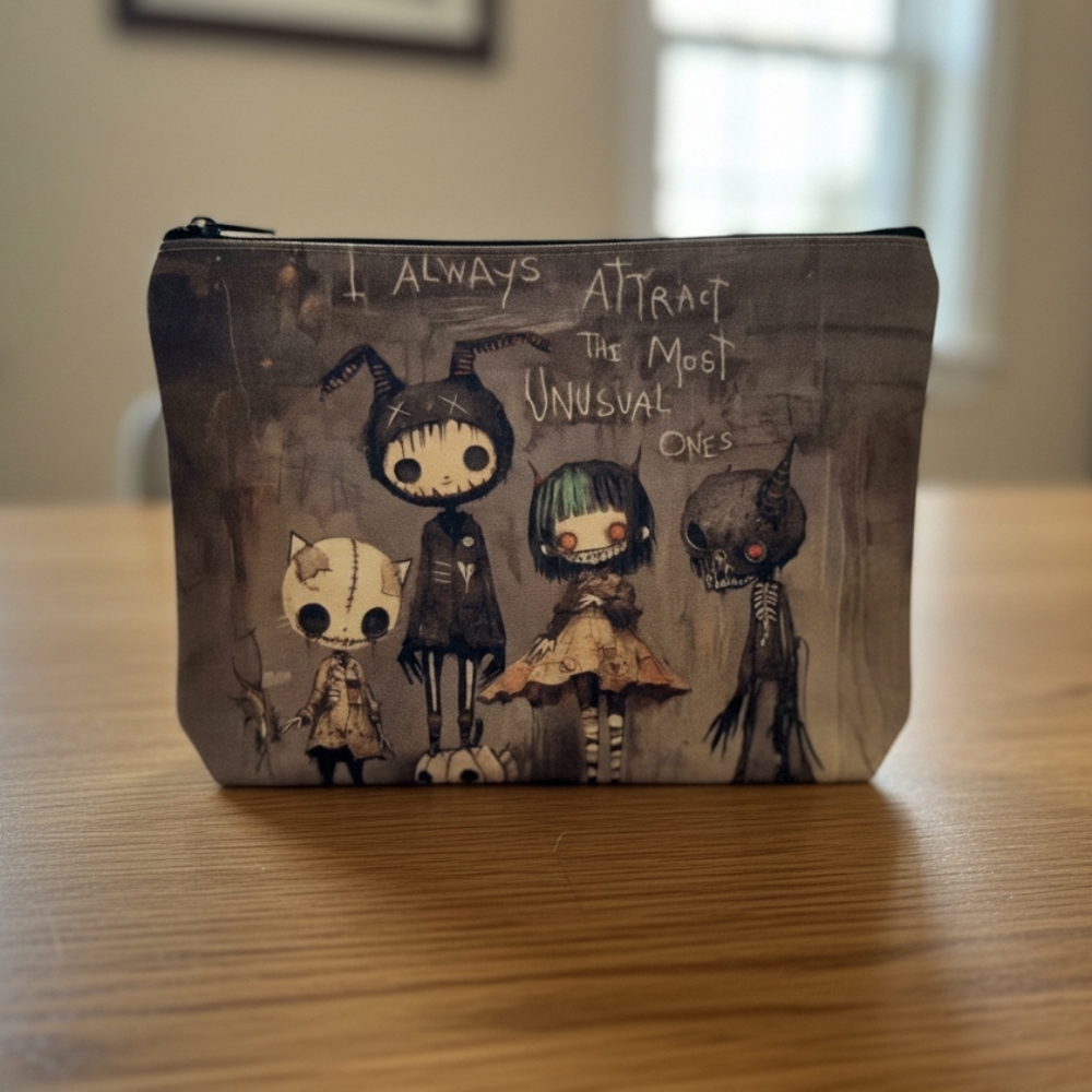 NWT Whimsical Cosmetic Bag With Little Monsters Design  (0052)